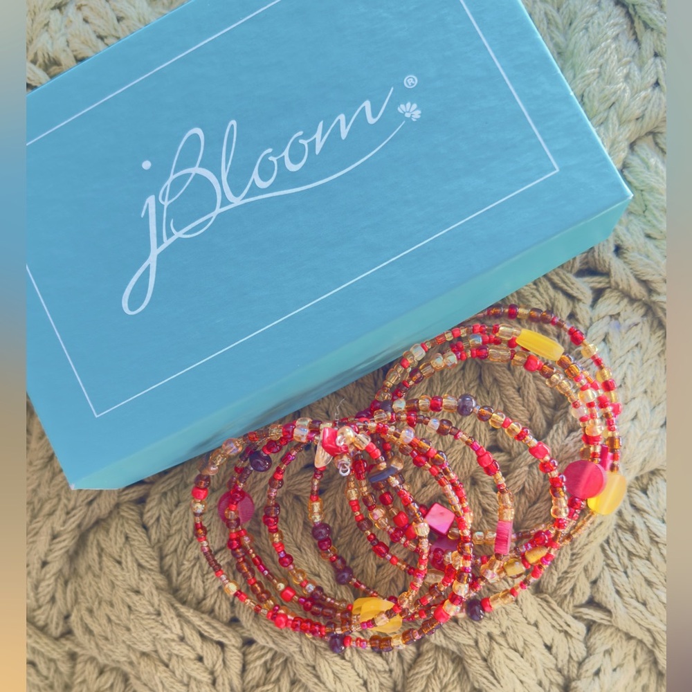 J Bloom Red and Gold Stretchy Wrap Beaded Bracelet